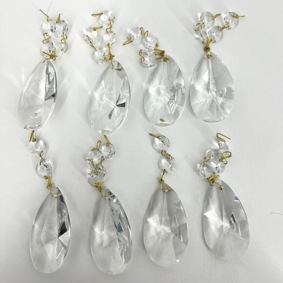 Vintage Authentic Czech Crystal Teardrop Prism + Octagon Chandelier Replacement - Picture 5 of 5